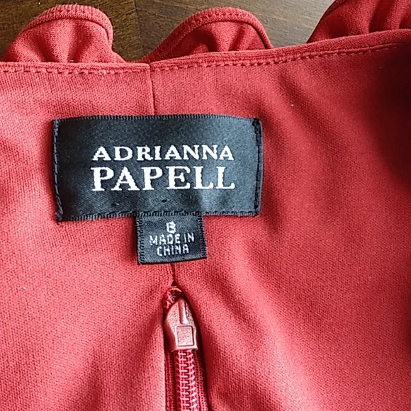 Adrianna Papell Ruffle Neckline belted Pleated Dress. Size 8 EUC - Picture 15 of 17